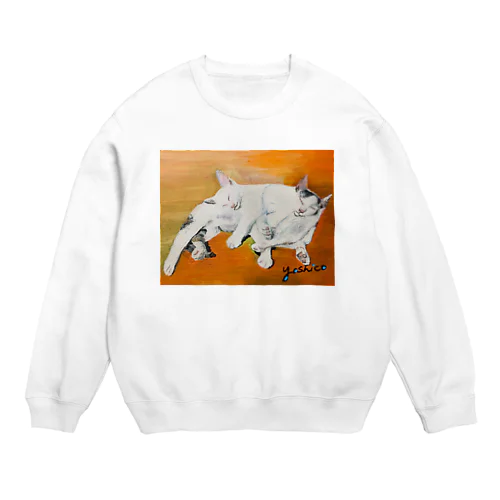 幸せな夢をみる仔猫たち・油絵 Crew Neck Sweatshirt