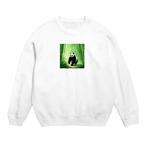 竹林の中を歩くパンダ Crew Neck Sweatshirt