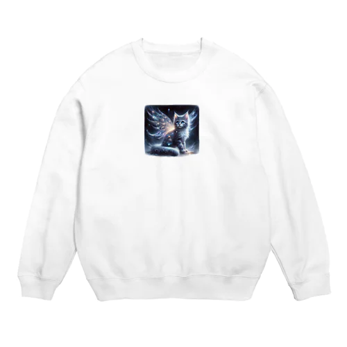 星空の舞、夜を守る猫 Crew Neck Sweatshirt