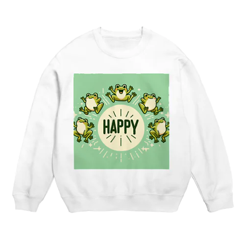 HAPPYカエル5匹 Crew Neck Sweatshirt