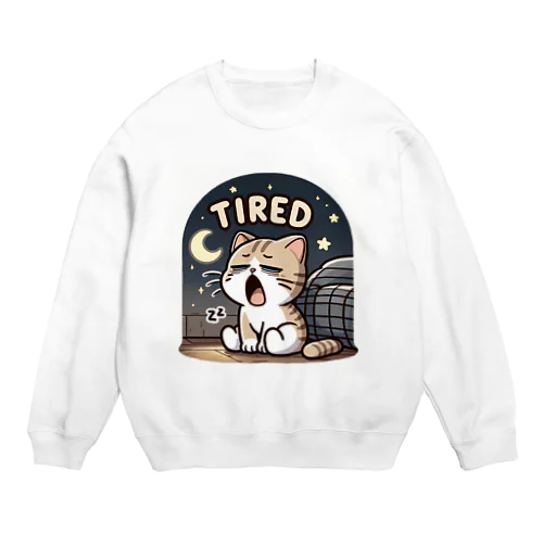 Tired cat7 Crew Neck Sweatshirt