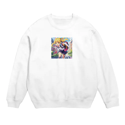 元気はつらつな、金髪ポニーテールJK Crew Neck Sweatshirt