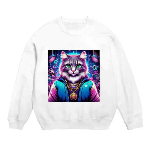 イケ猫DJ Crew Neck Sweatshirt