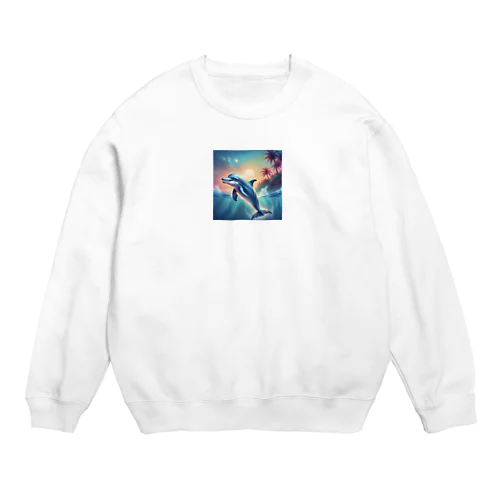 水面を跳ねるイルカ Crew Neck Sweatshirt