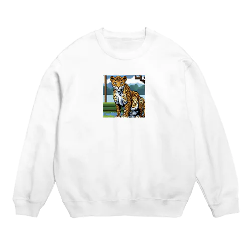 ドット絵のヒョウ Crew Neck Sweatshirt