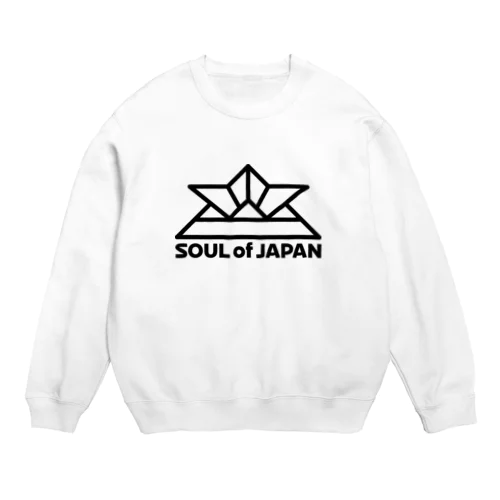 ソウルオブジャパン 折り紙の兜デザイン 大和魂 日本 ブラック Crew Neck Sweatshirt