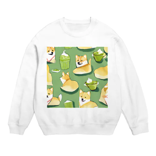 ゆったりしばと抹茶スイーツ Crew Neck Sweatshirt