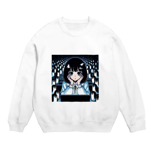 インターネットに夢中な女の子 Crew Neck Sweatshirt