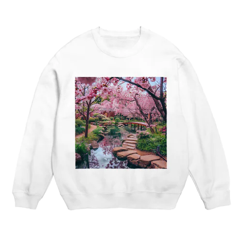 日本庭園で桜が咲き満ち溢れている アメジスト 2846 Crew Neck Sweatshirt