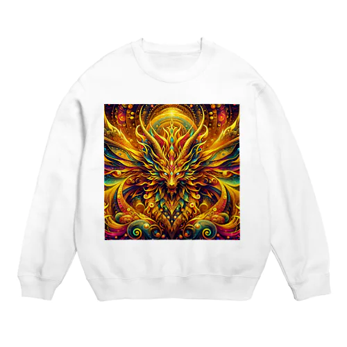 金運引き寄せ🔔金竜女神🐉10.サイケデリック・ゴールドドラゴン降臨:女魔神召喚 Crew Neck Sweatshirt