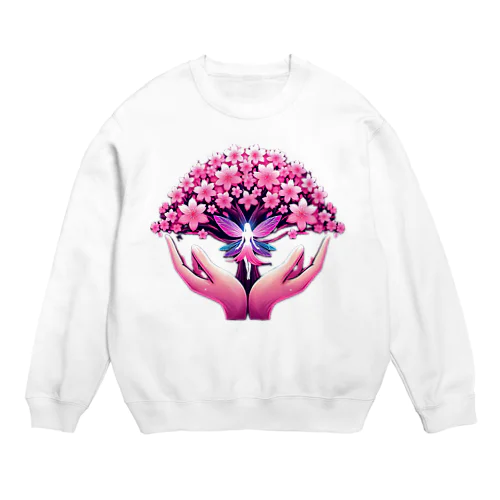 桜と妖精のシルエット2 Crew Neck Sweatshirt