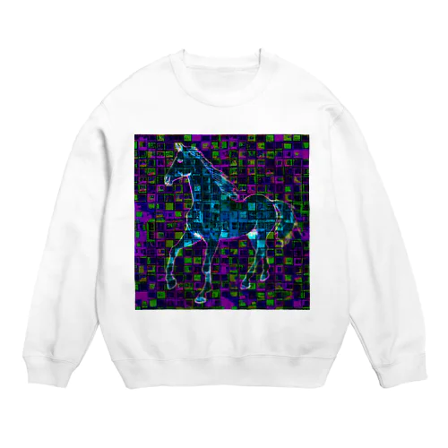 デジタルでアートな馬 Ⅱ Crew Neck Sweatshirt