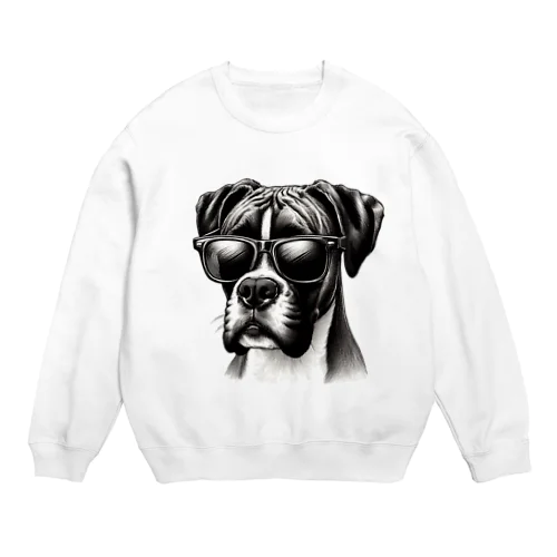 サングラスのボクサー犬 Crew Neck Sweatshirt