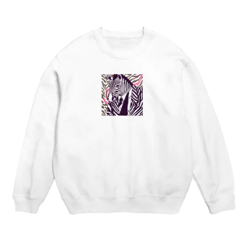 紳士でおしゃれなシマウマ Crew Neck Sweatshirt