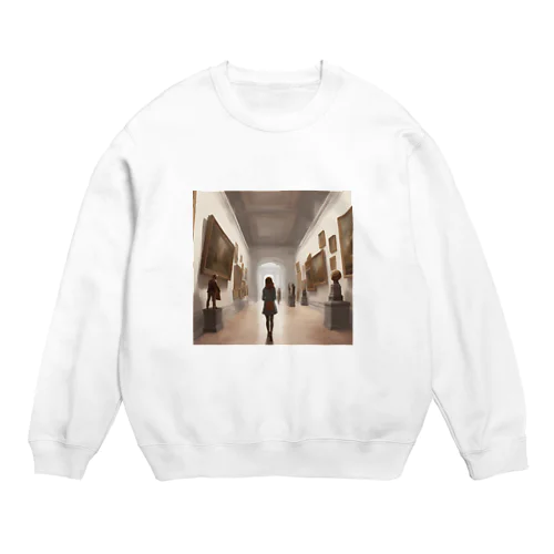 美術館を歩く女の子 Crew Neck Sweatshirt