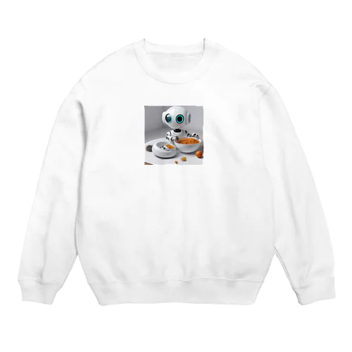 ごはん食べてるロボ Crew Neck Sweatshirt