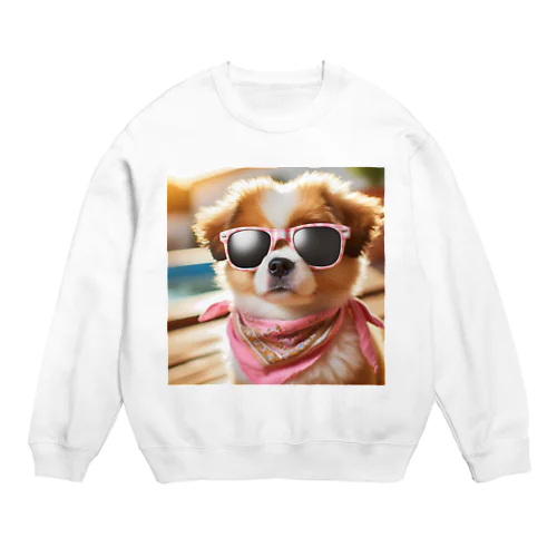 サングラスをかけた、かわいい犬 Marsa 106 Crew Neck Sweatshirt