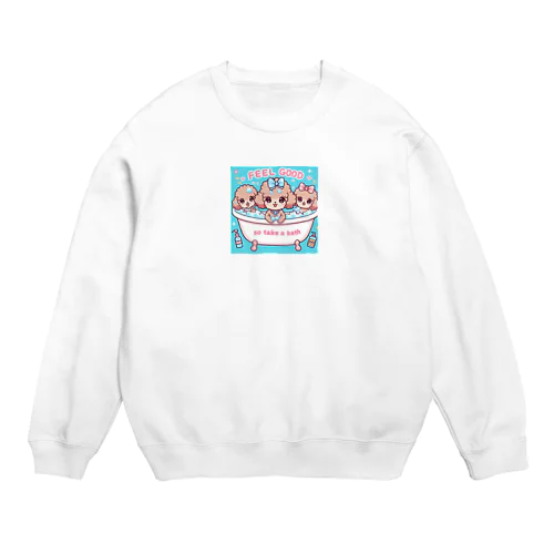 気持ち良さそうにお風呂に入るトイプードル Crew Neck Sweatshirt