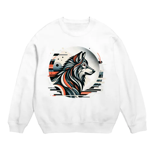 スタイリッシュな狼ポートレートアート Crew Neck Sweatshirt