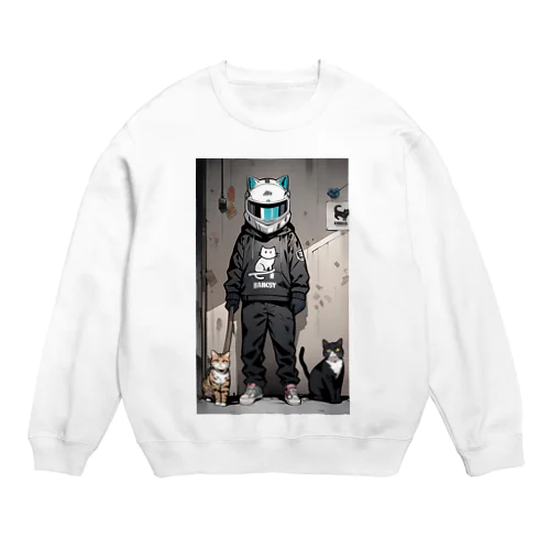 ヘルメット猫 Crew Neck Sweatshirt