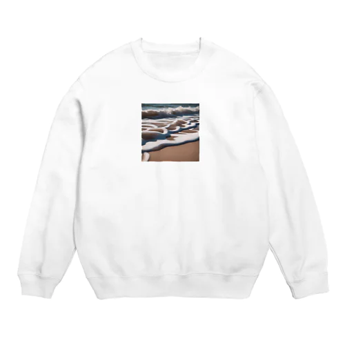 海岸に広がる砂浜と波打ち際 Crew Neck Sweatshirt