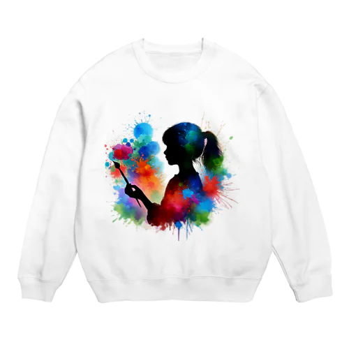 筆を持つ少女 Crew Neck Sweatshirt