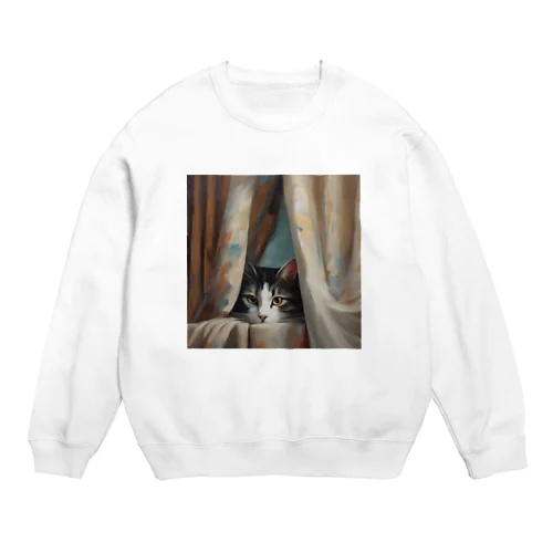 窓辺の覗き猫🐱 Crew Neck Sweatshirt