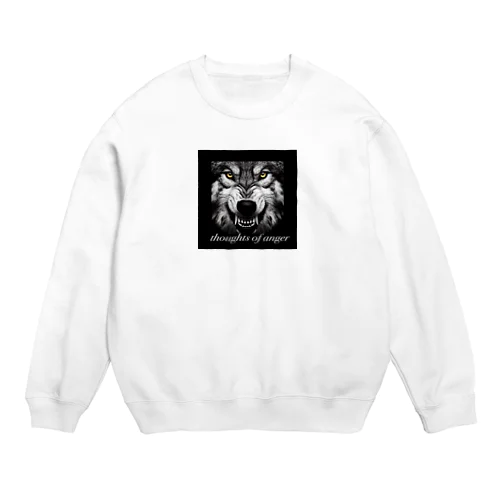 怒りが囁く、かっこいい狼🐺 Crew Neck Sweatshirt