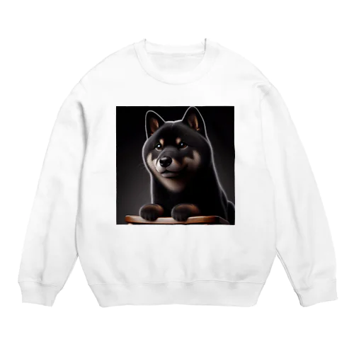 椅子から黒柴 Crew Neck Sweatshirt