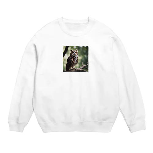 森の番人　フクロウ Crew Neck Sweatshirt