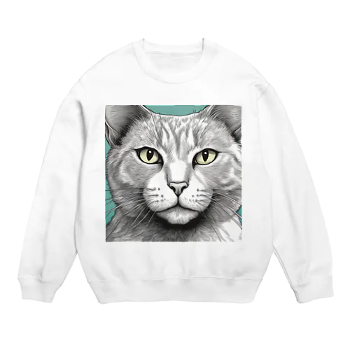 ドアップ猫 Crew Neck Sweatshirt