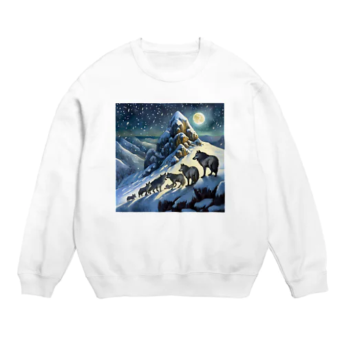 雪山のオオカミの群れ Crew Neck Sweatshirt