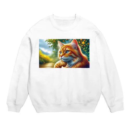 トラ猫Thinking Time Crew Neck Sweatshirt