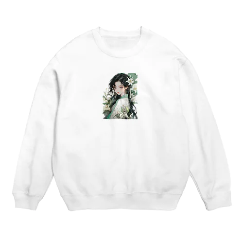 百合に囲まれた、娘　なでしこ1478 Crew Neck Sweatshirt