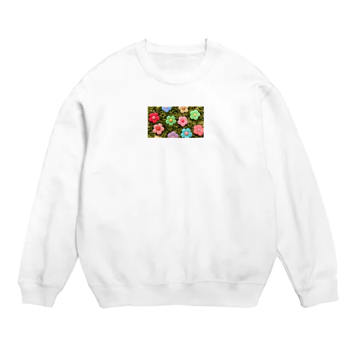 お花ボタンの集い Crew Neck Sweatshirt