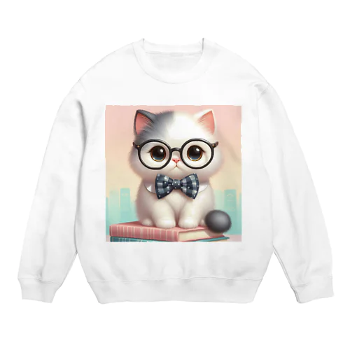 黒めがね猫 Crew Neck Sweatshirt