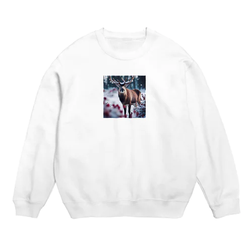 赤花のトナカイ Crew Neck Sweatshirt