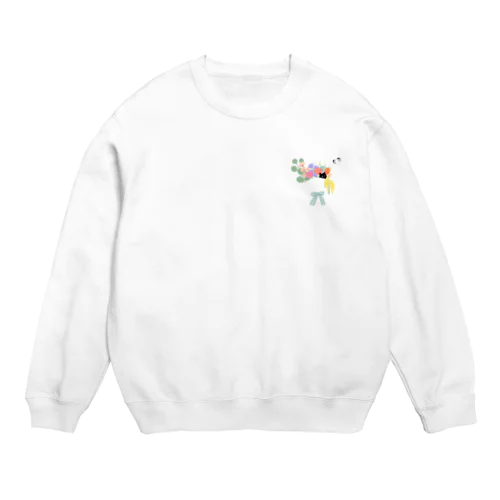 黒猫と花束 Crew Neck Sweatshirt