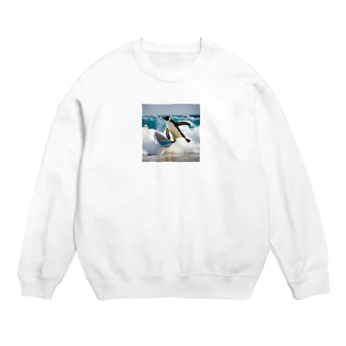 サーフィンするペンギン Crew Neck Sweatshirt