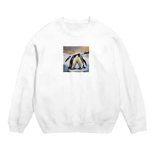 恋の相手に必死に求愛しているペンギン Crew Neck Sweatshirt