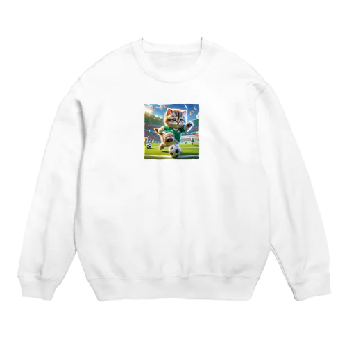 サッカーにゃんこ Crew Neck Sweatshirt