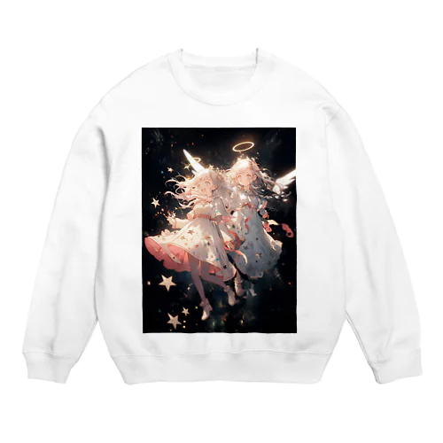 ワクワクしながら宇宙の外に旅立つ天使たち アメジスト 2846 Crew Neck Sweatshirt