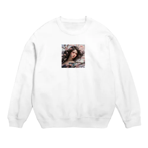 桜の花の中かで、、女性　なでしこ1478 Crew Neck Sweatshirt