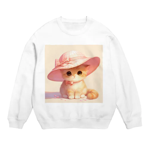 帽子をかぶった可愛い子猫 Marsa 106 Crew Neck Sweatshirt