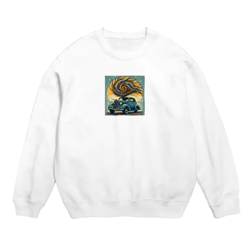 渦巻くクラシックカー Crew Neck Sweatshirt