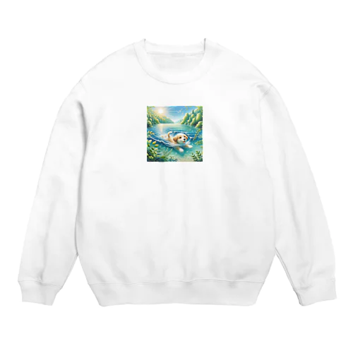 泳ぐわんこ Crew Neck Sweatshirt