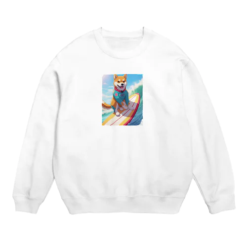 サーフィンする柴犬 Crew Neck Sweatshirt