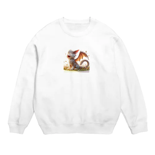 おはようあくび！猫ドラゴン Crew Neck Sweatshirt