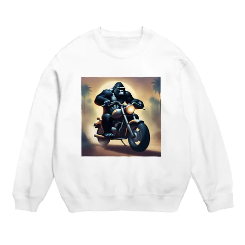 バイクを盗んで走り出すゴリラ Crew Neck Sweatshirt