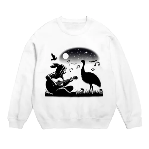 ウサギ　ギター　エミュー Crew Neck Sweatshirt